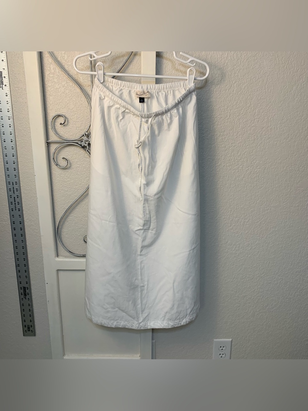 Women's White Drawstring Midi Skirt